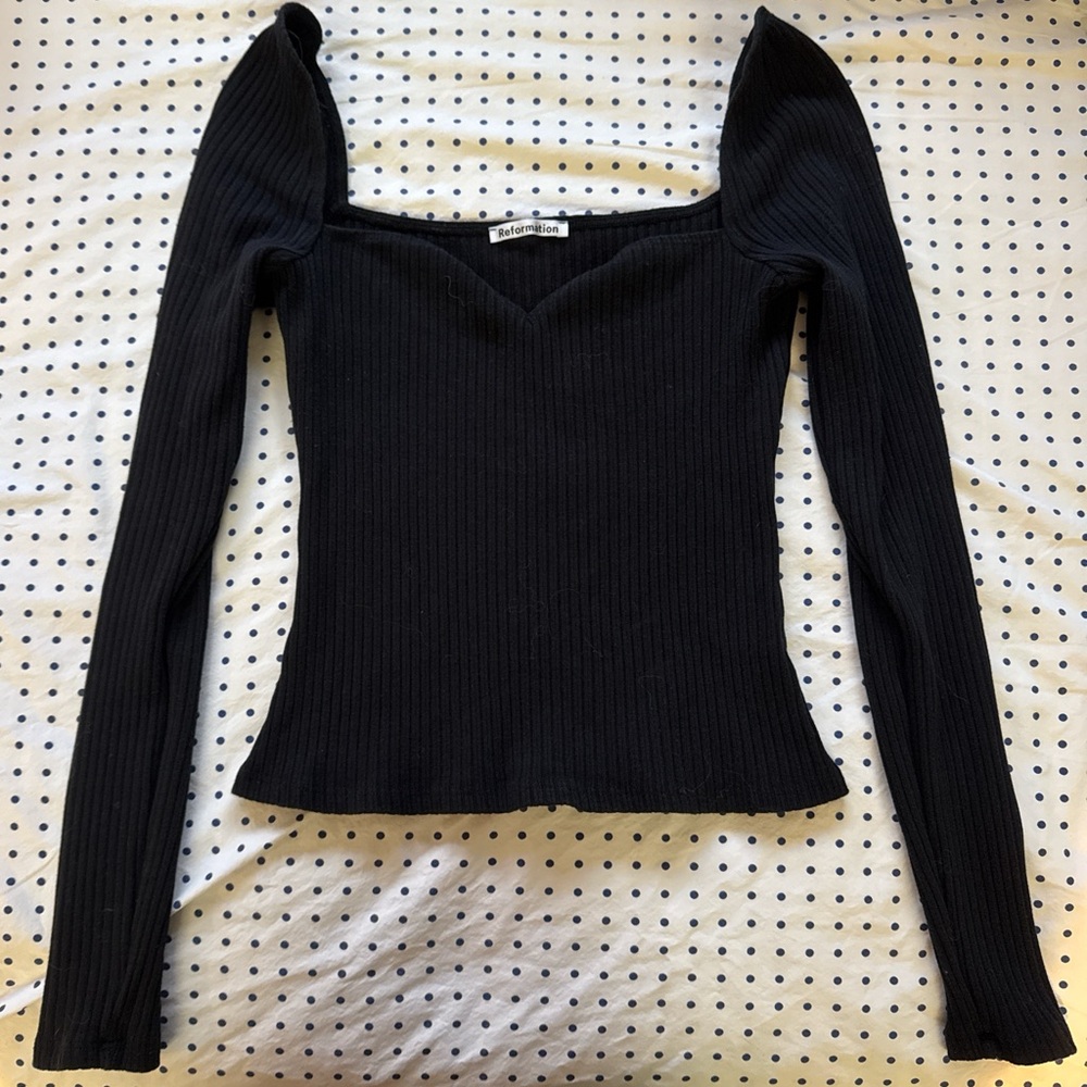 Reformation sweetheart neckline long sleeve top